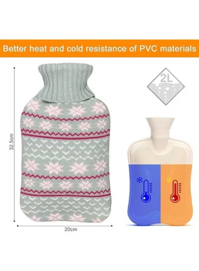 قربة مياه ساخنة سعة 2 لتر مع غطاء تريكو ناعم - لتدفئة السرير وتخفيف الآلام - Image 4